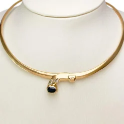 Collier d'occasion or 750 jaune saphir diamants