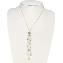 Collier d'occasion or 750 rose quartz fumé 42 cm