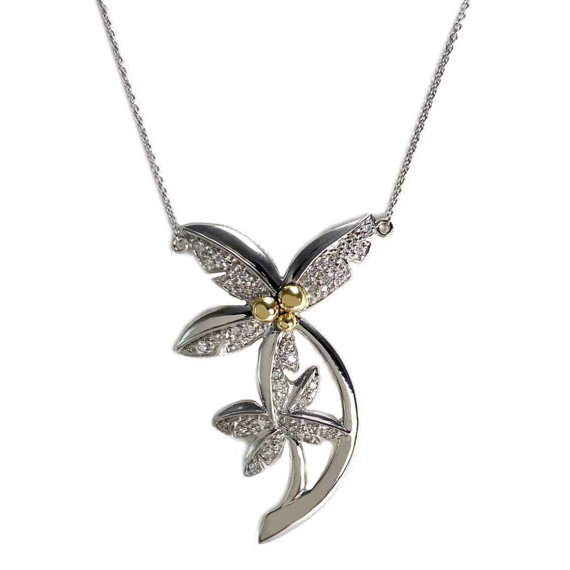 Collier d'occasion 2 ors 750 maille forçat diamants 44.5cm