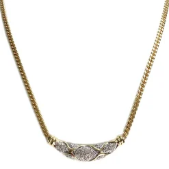 Collier d'occasion or 750 2 tons maille gourmette diamants 43cm