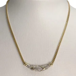 Collier d'occasion or 750 2 tons maille gourmette diamants 43cm