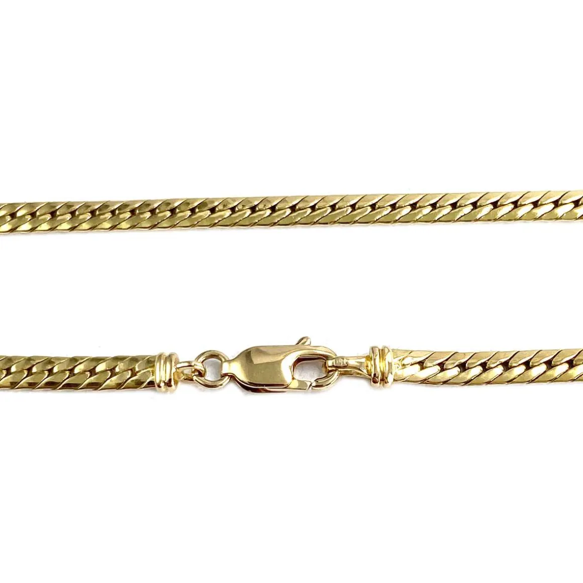 Collier d'occasion or 750 2 tons maille anglaise diamants saphir