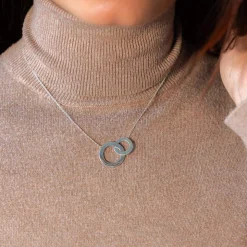 Collier en argent 925 disques entrelacés personnalisables 45 cm