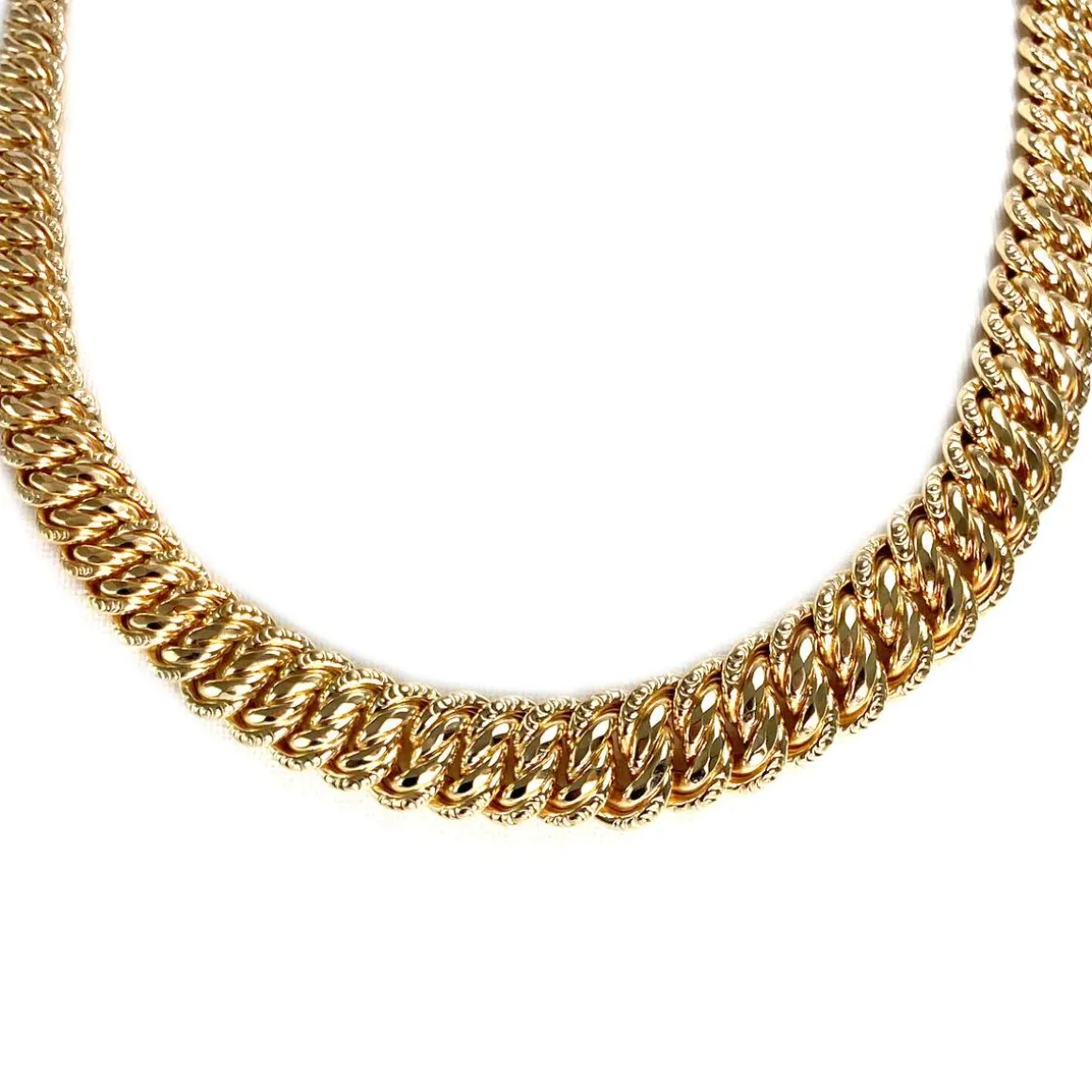 Collier en chute d'occasion or jaune 750, maille américaine, 45 cm