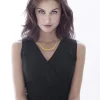 Collier en chute or 750 jaune poli maille palmier 50 cm