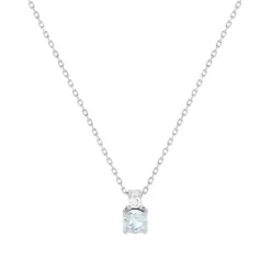 Collier or 375 blanc aigue-marine zirconia, 45 cm