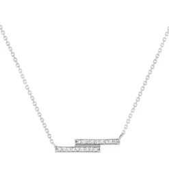 Collier or 375 blanc blanc diamants 45cm anneau de raccourcissement 42cm