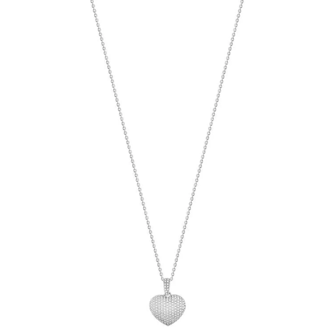 Collier or 750 blanc coeur diamants 45 cm