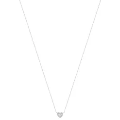 Collier or 375 blanc coeur diamant 45 cm