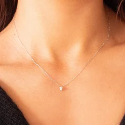 Collier or 750 blanc diamant DSI1 3 griffes 0.20ct