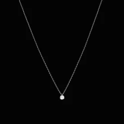 Collier or 750 blanc diamant DSI1 3 griffes 0.20ct