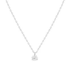 Collier or 750 blanc diamant DSI1 3 griffes 0.20ct