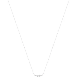 Collier or 375 blanc diamants, motif étoile et lune 45 cm