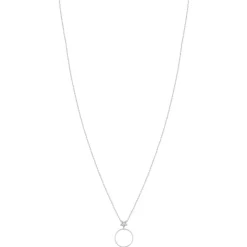 Collier or 375 blanc diamants, motif étoile 45 cm