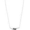 Collier or 750 blanc diamants noirs traités 0.1 ct et diamants blancs  0.1 ct 42 cm