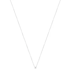 Collier or blanc 750 diamant synthétique 42 cm 0.25 carat