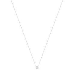 Collier or 750 blanc diamant synthétique 0,50 carat 42 cm
