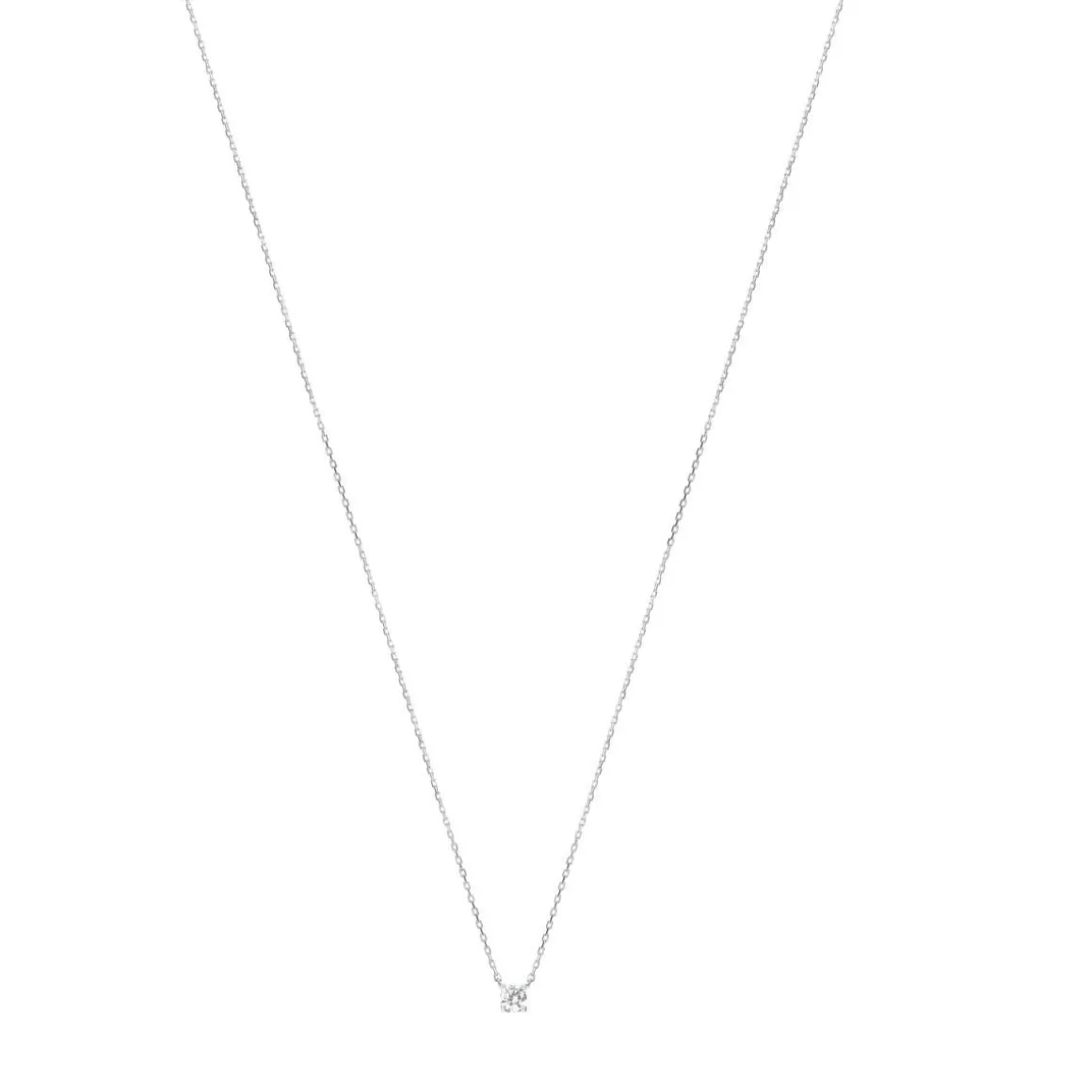 Collier or 750 blanc diamant synthétique 0.15 ct 42 cm