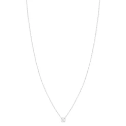 Collier or blanc 750, diamant synthétique 0.18 carat