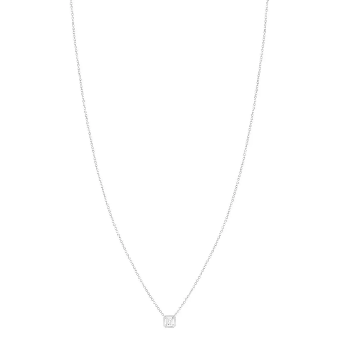 Collier or blanc 750, diamant synthétique 0.18 carat