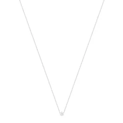 Collier or blanc diamant synthétique 42 cm 0.5 carat