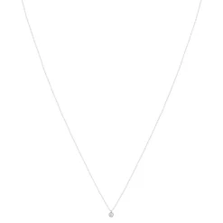 Collier or 750 blanc diamant taille brillant 0.10 ct 42 cm