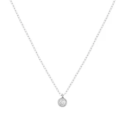 Collier or 750 blanc diamant taille brillant 0.10 ct 42 cm
