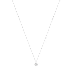 Collier or 750 blanc fleur diamants synthétiques 0,40 carat 42 cm