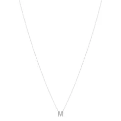 Collier or 375 blanc initiale diamants 42 cm