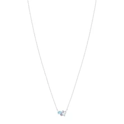 Collier or blanc 375 iolites et topazes traitées 45 cm