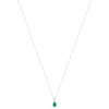 Collier or blanc 750 émeraude 1 ct diamants 0.02 ct 42 cm