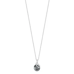 Collier or 750 blanc perles de culture de Tahiti et diamants 45 cm