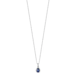 Collier or 750 blanc saphir 0.45 ct et diamants 0.05 ct 0.42 cm
