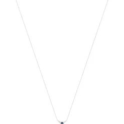 Collier or 375 blanc topazes bleues traitées 45cm avec anneau de raccourcissement 42cm