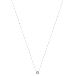 Collier or 375 blanc topaze traitée sky blue et zirconias 45cm