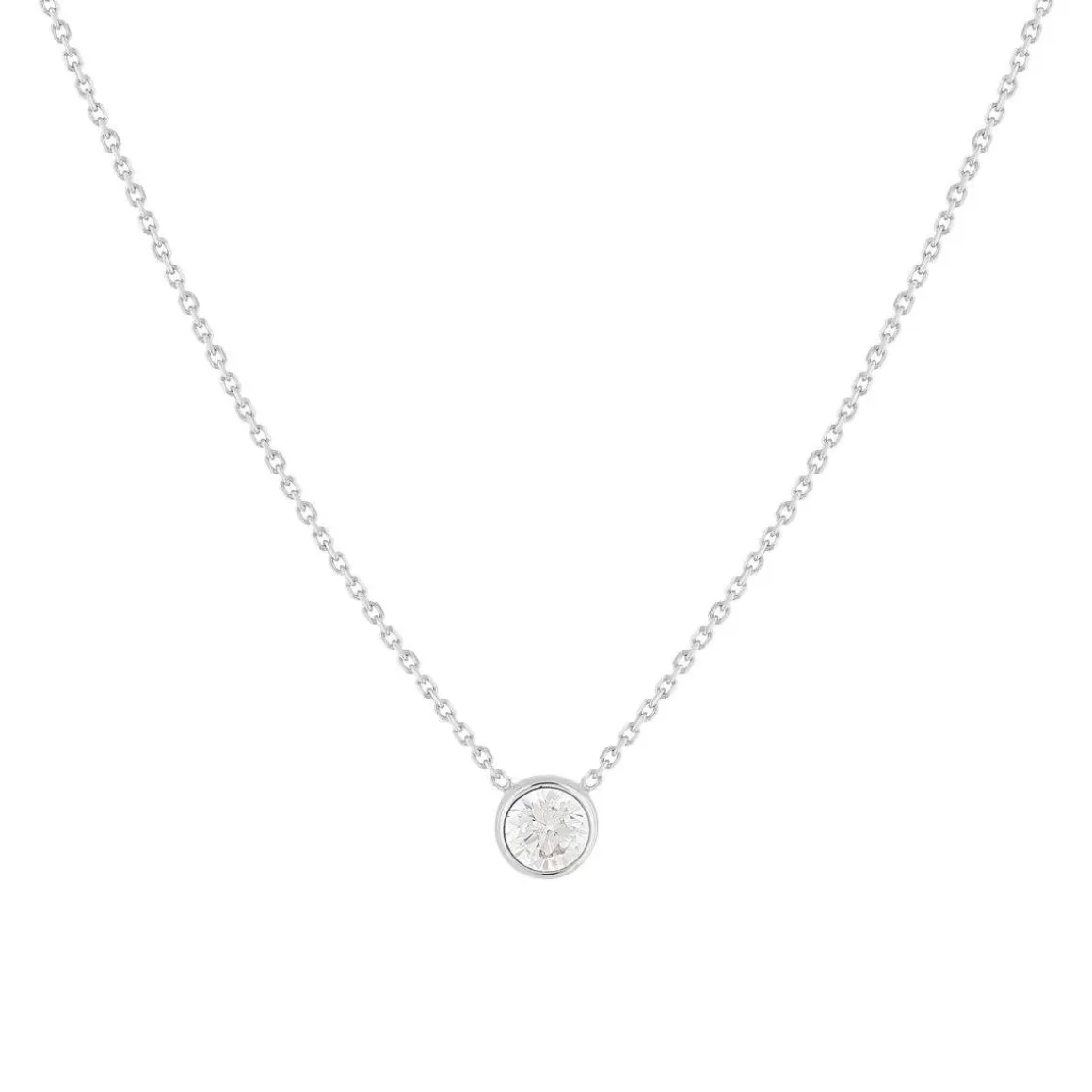 Collier or 375 blanc zirconia 45 cm
