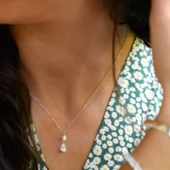 Collier or 375 blanc zirconias blancs 45 cm