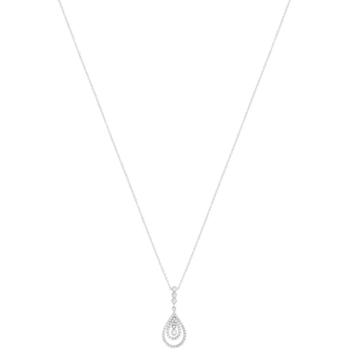 Collier or 375 blanc zirconias 44,5 cm