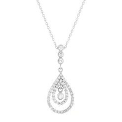 Collier or 375 blanc zirconias 44,5 cm