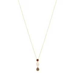 Collier or 375 grenat rhodolite et quartz