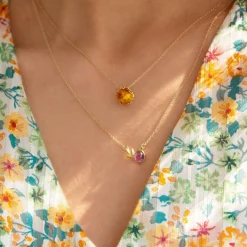 Collier or 375 jaune améthyste 50 cm