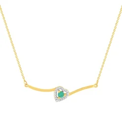 Collier or 375 jaune coeur émeraudes et diamants 45cm