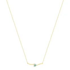 Collier or 375 jaune coeur émeraudes et diamants 45cm