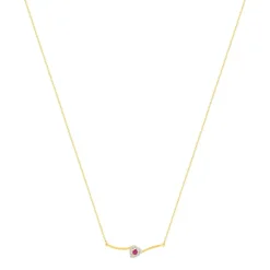 Collier or 375 jaune coeur rubis et diamants 45cm