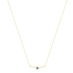 Collier or 375 jaune coeur saphirs et diamant 45cm