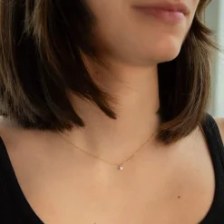 Collier or 750 jaune diamant DSI1 3 griffes 0.20ct