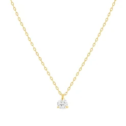Collier or 750 jaune diamant DSI1 3 griffes 0.20ct