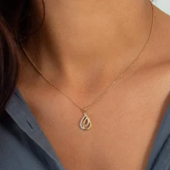Collier or 750 jaune diamants 0.07 ct 42cm