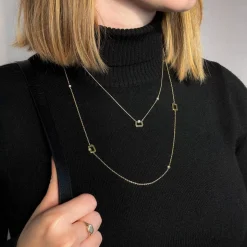 Collier or 375 jaune diamants synthétiques
