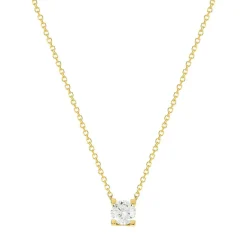 Collier or jaune 750 diamant synthétique 42 cm 0.50 carat